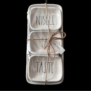 Rae Dunn Eat Taste Nibble Trinket Trays & Serving Tray‎